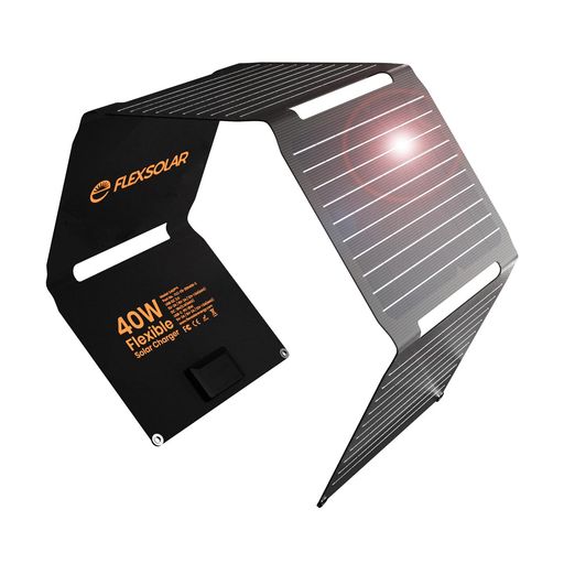 Flexsolar40Wソーラーパネル小型USB-C/USB-A/DC出力ソーラー充電器チャージャー折り畳み式薄型超軽量太陽光パネル防水防塵地震災害停電対策キャンプアウトドアPhone/Pad/Android/LG対応
