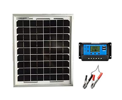 SAYA12vバッテリーへ充電用10Wソーラーパネル1枚10A12v/24vコントローラーつき