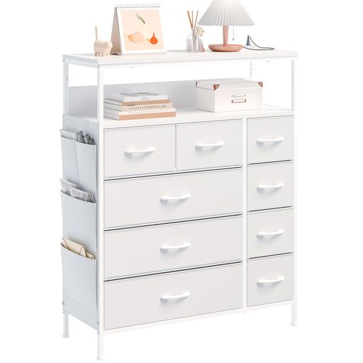 2口コンセント&2段棚チェストタンス側面収納ポケット衣装ケース収納棚洋服衣類収納箪笥おしゃれキャビ..