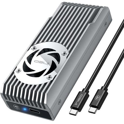 ineo M.2 PCIe NVMe SSD 放熱用のアルミ合金フィンと静音ファン内蔵 書き込み保護...
