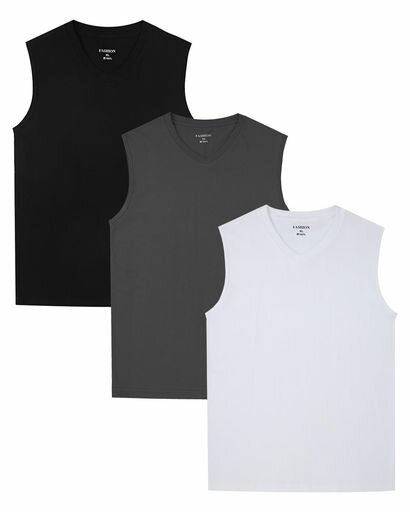 [SHOREKEEPER]6オンスインナーシャツコームド綿100%3枚セット5枚組タンクトップメンズ広い肩Vネックス..