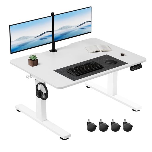 Rakuten - ERGOMAKER昇降デスクロータイプ幅80CM*奥行60CMゲーミングデスクローデスク高さ調整可能(昇降範囲48-75CM)静音設計キャスター付きモニターアーム対応メモリー機能簡単設置