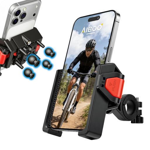 🚲【全方位エアーバッグ搭載】自転車 スマホホルダーの決定版!大切なカメラを守る最先端の防振設計。ガタガタした段差や悪路が多いサイクリングでも、スマートフォンの精密なカメラセンサー(手ブレ補正機能)を守るために設計された独自の防振型自転車スマホホルダーです。4つのエアーバッグと衝撃吸収ダンパー構造が路面からの突き上げを徹底的にマイルド化。iPhoneなどの高級スマホを振動ダメージから死守します。 🚲【走行中もVlog・写真撮影OK】レンズを絶対に遮らない革新設計 &amp; 片手ワンタッチ1秒着脱。ホルダーがスマホの下半分のみを強固にホールドする革新的なラチェット構造を採用。背面カメラレンズが完全に露出するため、ライド中の美しい景色を、思い立った瞬間にそのまま動画・写真撮影(ドライブレコーダー代わり)として楽しめます。さらに、片手でサイドをワンプッシュするだけで「1秒着脱」が可能、緩み防止ロック付きで走行中も安心です。 🚲【工具不要!ノブ式強力ロック】誰でも一発取付!バイク スマホホルダーとしても使えるマルチ設計。複雑な工具や六角レンチは一切不要。強力なノブを回してクランプを締めるだけのプロ監修設計です。