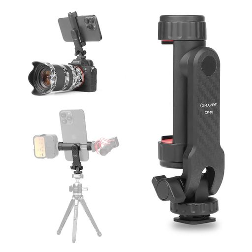 Rakuten - XILETUCP10携帯ホルダー三脚スマホホルダーカメラホットシュースマホアダプターアタッチメントホルダースマートフォン360度回転横も縦も撮影可角度調節可能1/4ネジ穴付きiphone用一脚三脚…