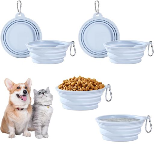 aninako 猫/犬用 給水器 給餌器 【2個】 折りたたみ式 犬猫用ボウル ペット食器 フードボウル 犬 皿 持ち運び 水飲み ペット用品 犬 散歩 水 伸縮 災害 携帯便利 超軽量 登山釦付き(2個ライト…