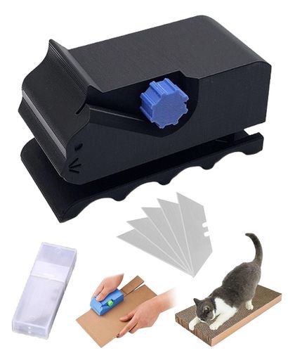 Tsukitoyダンボールカッター 猫 爪研ぎ 替刃*5枚 可愛い3dプリント段ボールカッター 猫の爪とぎ ネコちゃん型手持ち PLA素材 DIY自家製猫抓板 ねこのおもちゃ 安全 頑丈軽量 操作簡単 9.9*4.9*5.3…