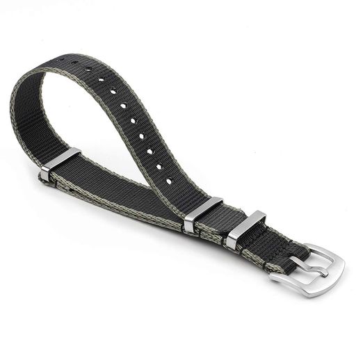 [Onthelevel] NATO 高耐久 ナイロン 時計バンド 20mm 22mm マルチカラー 替えベルト G10 ベルト 男女通用 交換工具 バネ棒付 (20mmシルバーバックル, 黒、灰の縁)