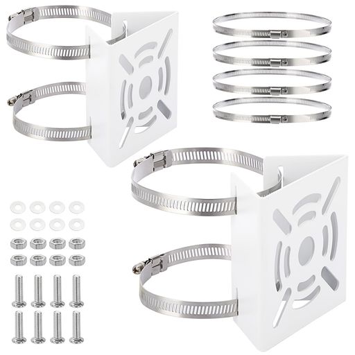 BSTKEY 2本セットモニタリングブラケット 監視カメラ固定金具 監視アクセサリ 穴開け不要 ベルト式 さびにくい金属 ねじ付く ホワイト