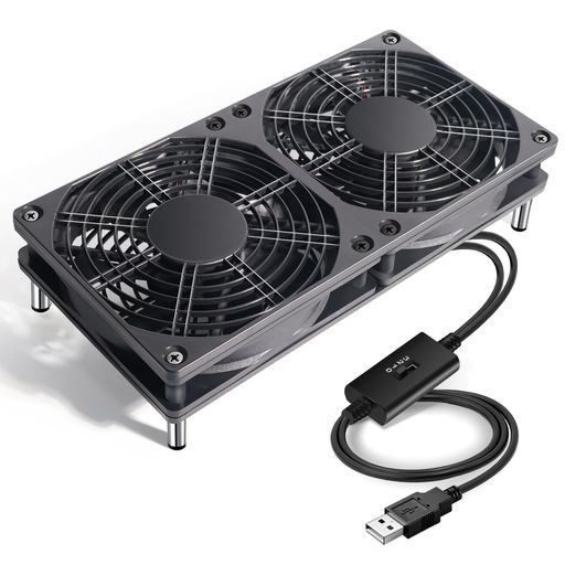 Mauknci USB 냉각 팬 12cm2개 1조 스피드 조정 5V 미니 팬 소형 PC 게임기 라우터 등용 냉각 팬(조립 필요)