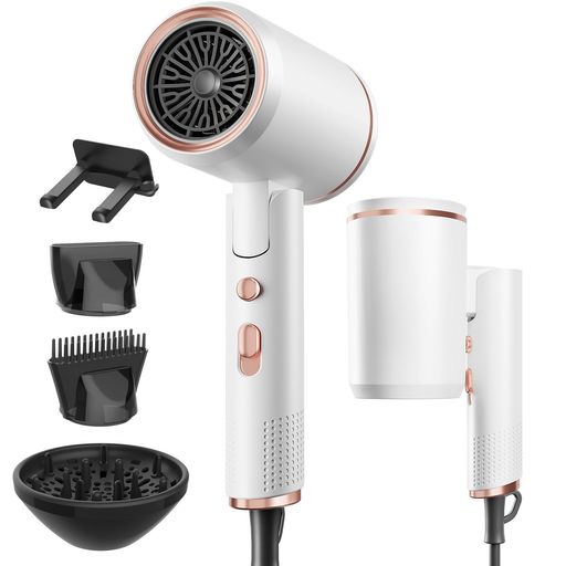 ドライヤー大風量速乾【2025年最新美容師監修】折り畳み式ヘアドライヤーどらいやー2億高濃度マイナスイオン過熱防止/57°C恒温ヘアケア3つズル付き温冷風切替3段階風量調節小型●コン…