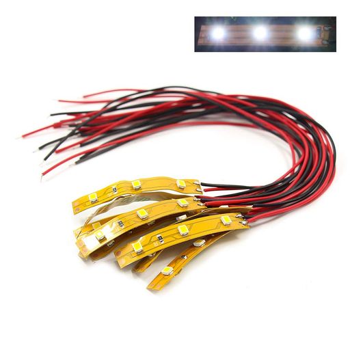 ジオラマ電飾に白のLEDフレキシブルストリップライト50mmテープLED10本入り配線付き12VDD03W-10JP