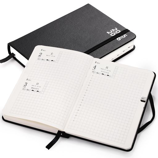 Kesote日手帳7月はじまりA6ハードカバー20252026年スケジュール帳ダイアリー日記帳システム手帳プランナー1日1ページビジネス手帳時間管理ノートしおり付きブラック