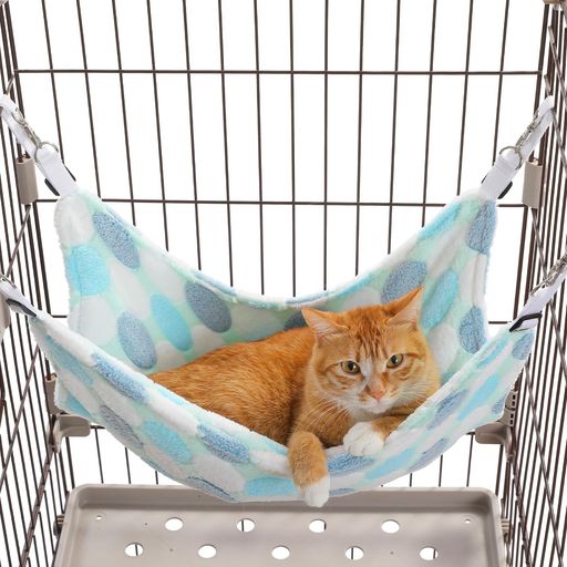PAWZRoad猫ハンモックケージ用ねこ夏かわいいベッドペットベッドマット取り付け簡単両面使用四隅紐付き耐荷重10KG水玉模様トッド柄頑丈丈夫通年利用オールシーズン2way多機能犬猫小動物…