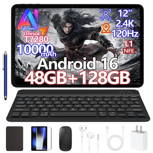 エンターテインメント 【2026年最新発売 x Android16 x Gemini AI統合タブレット】Googleの Gemini AI をシステムレベルで統合し、検索、文章作成、翻訳、要約、学習サポートまでスムーズに対応。 Android16 タブレット、AIタブレット、Gemini対応タブレット、最新アンドロイド タブレットをお探しの方に最適です。人気の 高性能タブレット本体 として、ビジネス用途、在宅ワーク、オンライン授業、日常利用まで幅広く活躍します。 【12インチ 2.4K大画面 x 120Hz高リフレッシュレート】12インチのIPSディスプレイは、2.4K(2000x1200)高解像度に対応し、 さらに 120Hz 高リフレッシュレート により、スクロールや動画再生、ゲーム操作も非常になめらか。 大画面タブレット、12インチ タブレット、2K タブレット、120Hz タブレットを求める日本ユーザーに理想的です。 Netflix、YouTube、Prime Videoも Widevine L1 対応で1080P高画質再生が可能。
