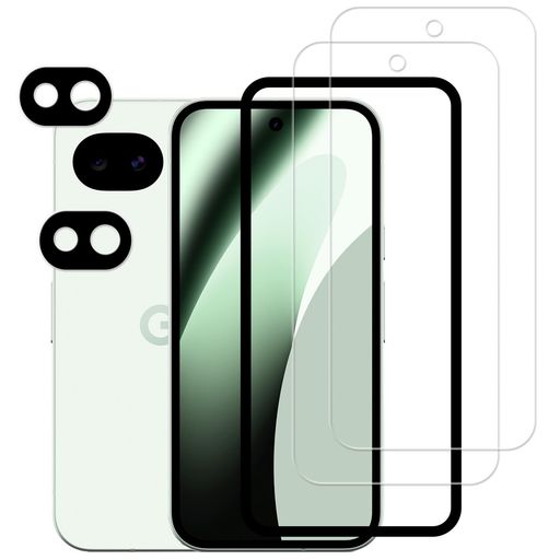 HKKAIS Google Pixel 10a 用 保護フィルム 日本旭硝子製素材 カメラフィルム 高い透過率 硬度9H 貼り付け簡単 強化ガラス フィルム カメラ保護【2+2枚セット 】ガイド枠付き
