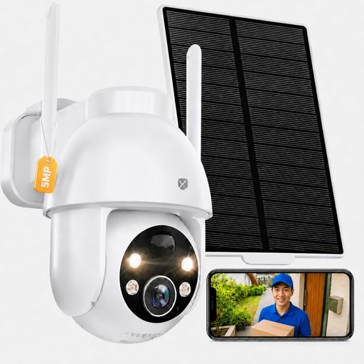 360度カバー 【5MP 500万画素・8倍ズームで細部まで確認】2592x1944Pの500万画素CMOSセンサーを搭載し、昼間の来客、置き配、車の出入り、庭の様子まで鮮明に確認できます。スマホアプリから8倍ズームで拡大できるため、人物の服装、車の特徴、玄関前の荷物など細かい部分も見やすくなります。車上荒らし、空き巣対策、不審者確認など、証拠映像を残したい家庭用監視カメラとして便利です。 【2本ネジで簡単設置・ドライバーだけで取付け】ブラケットを2点ネジ止めし、本体を「カチッ」とはめ込むだけで設置できる防犯カメラ 屋外 ソーラーです。専用レンチや複雑な工具は不要で、取り外す時もボタンを押すだけ。玄関、外壁、カーポート、庭、倉庫などに取り付けやすく、配線工事なしで家庭の防犯対策を始められます。コンクリート壁にも固定しやすいアンカー付きです。 【ソーラー給電・Bluetooth簡単接続・IP66防水】ソーラーパネルと大容量バッテリーで動作するワイヤレス防犯カメラなので、電源コンセントがない場所にも設置しやすく、配線工事や電気代の負担を抑えられます。