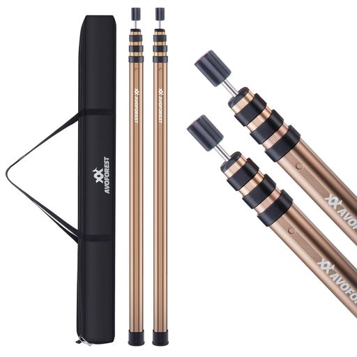 AVOFOREST タープポール 角型 伸縮式 2本セット 長さ87cm~280cm 最大直径35.5mm テントポール10cm間隔調節 A6061アルミ合金製 4節 コンパクト 高強度 専用収納袋 エンドキャップ付 設営簡単 キャンプ…