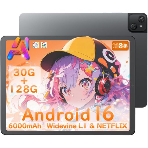 エンターテインメント、教育 【11.6型高精細マット画面で、目に優しい長時間使用】 11.6インチの大型画面に高精細マット加工を施し、まぶしさ・反射・指紋付着を軽減。ブルーライト低減モード、紙のような表示の読書モード、夜間用の極暗モードなど、シーンに合わせた画面調整が可能で、長時間の作業や動画視聴でも目が疲れにくい設計です。 【最新OSと高性能コアで、あらゆる作業が軽快に】 最新のAndroid 16を搭載し、高性能プロセッサー(A75コア)と大容量RAM 30GB(6GB+24GB)により、複雑な表計算、数十のブラウザタブ、ビデオ通話などのマルチタスクもスムーズに処理。高速の128GB ROMを組み合わせ、システム起動、アプリ読み込み、ファイル転送が格段に速く、快適な操作性を実現します。 【リバーシブルType-C充電&amp;豊富なポートで接続性を充実】 充電とデータ転送に対応したリバーシブルType-Cポートを標準装備。さらにUSB-A、Micro HDMIなどの実用的なポートを搭載し、マウス、外付けドライブ、モニターなどの周辺機器をアダプターなしで直接接続できます。