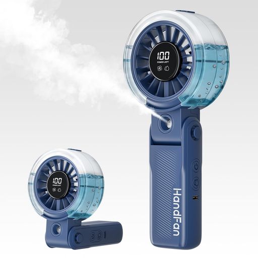 HandFan ハンディファン 携帯扇風機 ミスト 4000mAh大容量 手持ち扇風機 最長13時間動作 Type-C充電式 100段階風量調整 折りたたみ 卓上/手持ち LED表示 軽量携帯 熱中症対策 暑さ対策 [水のボトル…