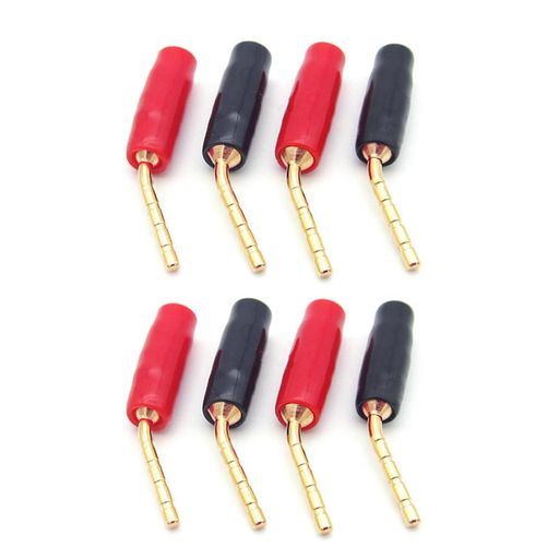 LOYELEY 2mmピン型オーディオバナナプラグ 8個入り ねじ込み式 無はんだ端子 オーディオケーブル端子プラグ ハンダフリー 純銅 金メッキ