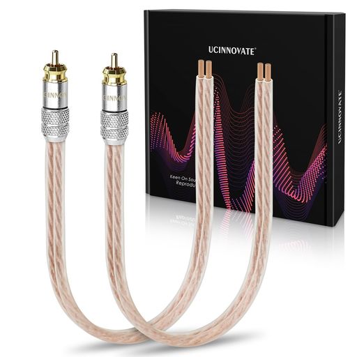 UCINNOVATE ゴールドメッキRCAからスピーカーケーブルアダプター、RCAから裸線ケーブル30cm - デュアル2パック13AWGプラグからスピーカーオーディオケーブル(サブウーファー、アンプ&ホームシ…
