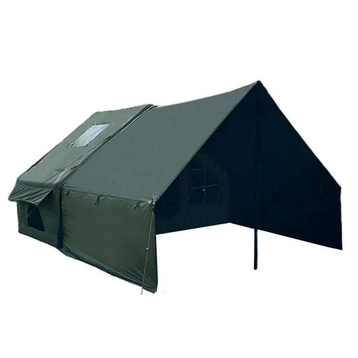 Fengzel Outdoor ハウス形 インフレータブルテント 5-6人用 居心地良い 防雨 日よけ 家族連れ 設置 収納簡単 大面積タープ付き エアーフレーム キャンプテント (ミリタリーテント(大面積タープ…