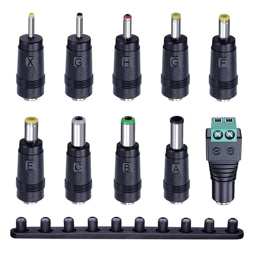 10個のDCプラグコネクタ、ユニバーサルAC DC電源アダプタプラグジャックチップ、2.5x0.7mm / 3.0x1.1mm / 3.5x1.35mm / 4.0x1.7mm / 4.8x1.7mm / 5.5x1.7mm / 5.5x2.5mm /