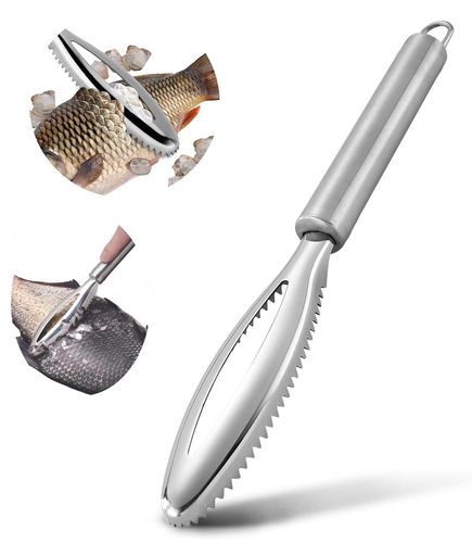 大型魚も素早くキレイに処理できる効率設計。鱗を飛び散らさず、魚肉を傷つけない使い心地で、調理時間を短縮します。 ステンレス鋼を採用し、錆びにくく、衛生的で安全性が保証されています。耐久性に優れ、長期間使用できます。 鱗が飛び散りにくい精密溝設計。魚の洗浄作業を格段に楽にし、調理後の後片付けもラクになります。 握りやすい非滑りハンドルで、濡れた手でも安定操作が可能。力を込めても手が疲れにくい人間工学に基づいたデザインです。 鱗取りと骨抜きの2役をこなす多機能設計。1本あればさまざまな魚料理の下処理がはかどり、調理効率が向上します。