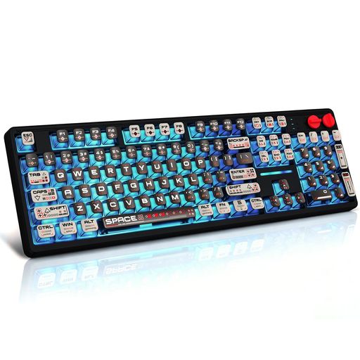 e元素Z-104 ワイヤレス ゲーミングキーボード メカニカル 銀軸 Bluetooth/有線/2.4G無線 フルサイズ テンキー付き US配列
