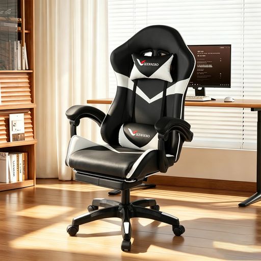 LEEKAElIO ゲーミングチェア デスクチェア ゲーム椅子 連動アームレスト オフィスチェア オットマン パソコンチェア リクライニング