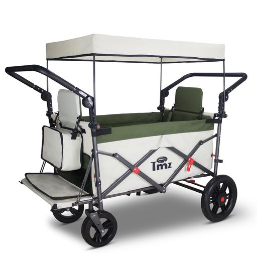 TMZキャリーカートアウトドアワゴン、折りたたみ式、シートとシートベルト付き多機能カート、荷室拡張..
