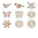 Beadthoven約100個入り原木色染色なし木製スライス木材チップ花鳥蝶木製タグ木片絵画可カードDIYパーティー部屋飾りホーム装飾品オーナメント工芸品手芸材...