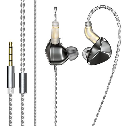 YinyooイヤモニBLONBL07イヤホン有線中華イヤホンシングルDDカナル型イヤホンHIFI3.5mmモニターイヤフォン2pin-Cイヤホン重低音脱着式リケーブル可能(マイク無し、ガンメタル)