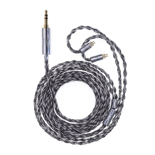 Yongse扬仕白いシマウマイヤホンリケーブルアップグレードケーブル7N単結晶銅銀メッキ軽量カーボンファ..