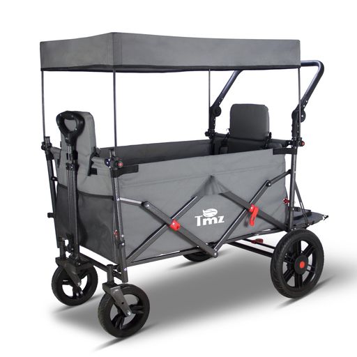 TMZキャリーワゴン折りたたみ式アウトドアワゴン、、シートとシートベルト付き多機能カート、荷室拡張..