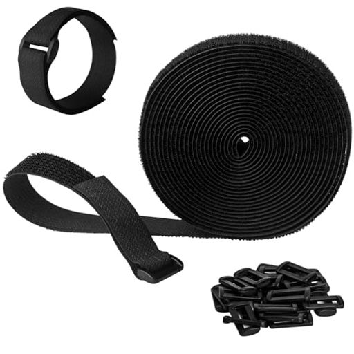 マジック結束バンド荷締めベルトベルクロ面ファスナー固定ベルト長さ5m*幅2.5cm25個バックル付き結束テ..