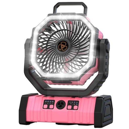 楽天みやらびIssufelキャンプ扇風機アウトドア充電式【20000mAh怪物ファン】最大65時間連続使用風量4段階調節超強風力自動首振りリモコン付きタイマー機能32枚LEDライトDCモーター低騒音多機能吊り下げ…