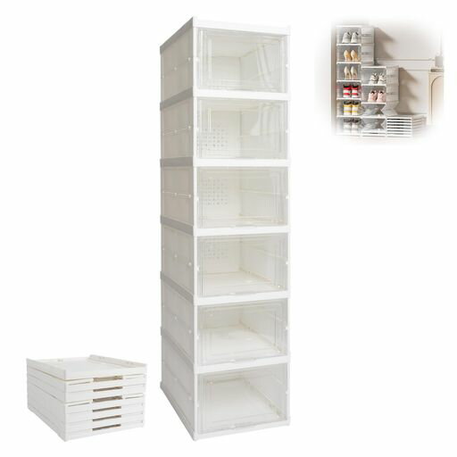 mopamシューズボックススニーカーボックス折り畳み工具不要スニーカー収納ケース靴ケース靴箱棚収納ケース下駄箱靴収納省スペース大容量玄関スニーカー(6個セット)