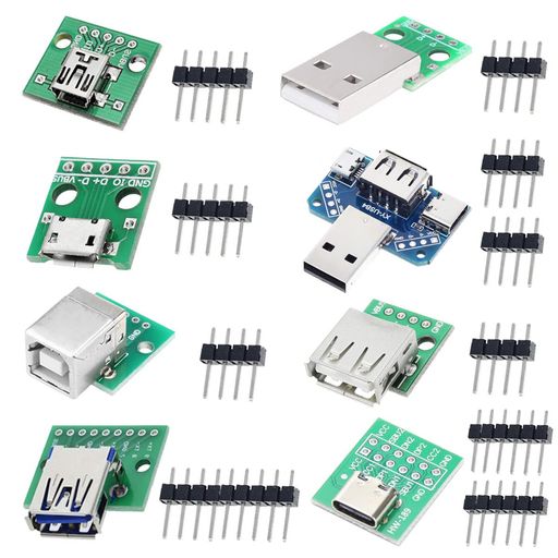 🥇【仕様】定格負荷:DC12V / 0.1A; 働く温度: -25~85°C; 耐電圧:AC500V(50Hz)/分 🥇【素材】FR4基板と電子部品で構成され、超コンパクトサイズ、安定した動作性能。 🥇【各種コネクター】付属 USB Type-C / Type-B / USB 2.0 / USB 2.0 オス / USB 3.0 / Micro USB / Mini USB / USB 4 in 1 - DIP コンバーター 🥇【用途】DIY USB電源、ブレッドボード設計、arduinoプロジェクトなどに適用できます。 🥇【パッケージ内容】パッケージには、1 x ミニ USB メス アダプター、1 x マイクロ USB メス アダプター、1 x USB 2.0 メス アダプター、1 x USB 3.0 メス アダプター、1 x USB Type-C メス アダプター、1 x USB タイプが含まれます。 -Bメスアダプター、USBオスアダプターx1、USB 4 in 1変換アダプターx1、40ピンヘッ