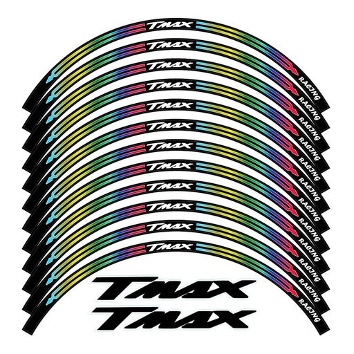 乐天商城 - バイクのホイールステッカーForYA-MA-HAT-MAX500/530/560TMAX500TMAX530TMAX560モーターサイクルホイールステッカーリフレクティブスクーターリムアクセサリーストライプデカ(Color:15