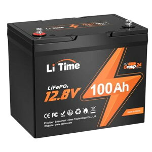 LiTime12V100Ahリン酸鉄リチウムイオンバッテリー小型化BCIGroup24サイズ15000回サイクル可能1280Wh電力量高エネルギー密度LiFePO4バッテリー