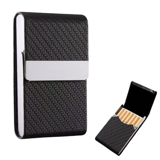 サムコスシガレットケース皮革調タバコ収納(7本収納可能)おしゃれかっこいい男女兼用たばこケース(ブラック)