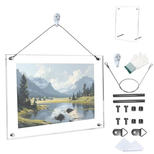 Misosoアクリルフォトフレーム写真立てアクリルスタンドスタンド式と壁掛け式の兼用写真横縦置き兼用両..