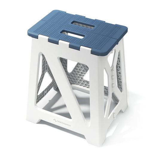 BLACKSPACE折りたたみ椅子高さ40CMステップ台スツール踏み台折り畳みチェア脚立滑り止め付軽量頑丈室内洗車釣り玄関洗面所耐荷重150kg[ブルーホワイト]