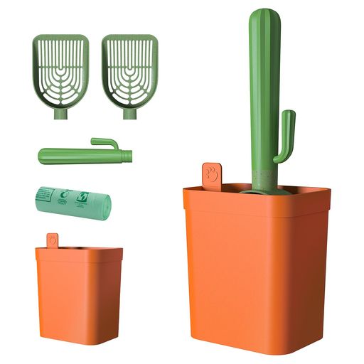 PAWZRoad猫砂スコップサボテン可愛いおしゃれケース猫トイレ用2サイズ網目細かい目小粒対応可能使い心..