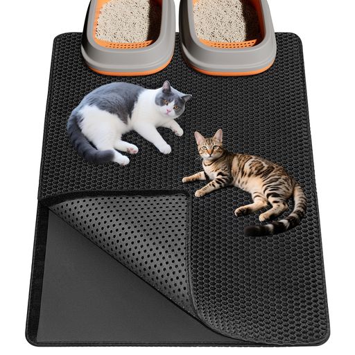 Ycozy特大猫砂マット90x60cm猫トイレマットダブルサイドベルクロ4面開口デザイン猫砂取りマット飛び散..