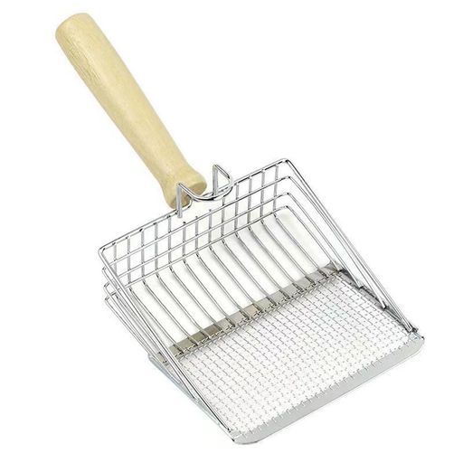 猫砂スコップイズ網目丈夫で耐久性猫トイレ用品収納に便利ステンレスフック付き細かい砂用大粒砂用なめらか木製ハンドル猫愛好家に最適