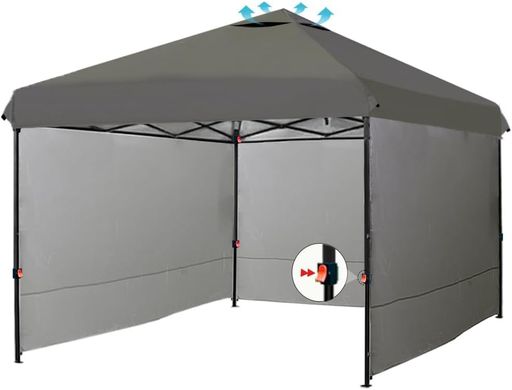【商品詳細】サイズ 組立時 : (約)3.0mx3.0mx2.36m /2.46m / 2.56m 収納時 : (約)20cmx20cmx113cm 本体重量 :(約)10kg 材質 フレーム : スチール 生地 : 210Dオックスフォード 耐水圧 2,200mm以上 UVカッド率:97% (UPF50+) 付属品:サイドシートx3・ウエイトバックx4・ロープx4 ・ペグx8 ・専用収納ケースx1 ・取扱説明書(日本語)x1 【軽量&amp;コンパクト】 本体の重さは(約)9.8kgの軽量モデルです。収納時も(約)18cmx18cmx113cmのコンパクトサイズです。持ち運びの負担が減らします。 【高品質なスチールフレーム!】 フレームは強度・耐久性あるスチール製。 スチール製はアルミ製に比べて重量はありますが、安定性ある強度で、しっかりと設置が可能。 コンディションが悪い場所でも安心な強度・安定性に優れたタープテントです。 【ベンチレーション付き!】アウトドアやイベント時の日よけに最適です。 ベンチレーション付きで機能面にも優れています。 【設営も撤収も簡単!】 組み立ては広げて立ち上げるだけなので簡単。