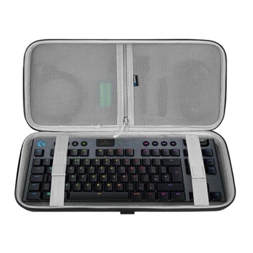 互換品 ロジクール Logitech Logicool G913 TKL/ G Pro/ G713/ G715に適合します。 多くの無線/有線の 80% コンパクト 87 キー テンキーレス キーボードに適合します。 超硬シェルは、落下、衝撃、または押しつぶしからキーボードを保護します。 メッシュポケットはジッパー付き、ケーブル、コード、充電器、小型マウス、その他のアクセサリを便利に収納できます。 キーボードの最大寸法(ケース内寸):38 x 17 x 5.5 cm ロジクール Logitech Logitech G915 X Lightspeed TKL、G713、G715、G915、G Pro、Glorious GMMK 85% TKL、スティールシリーズ Steelseries Apex 9 TKL、Apex 7 TKL、レイザー Razer Huntsman V2 TKL Huntsman Tournament Edition TKL BlackWidow V3 TKL キーボードケースと互換性があります。