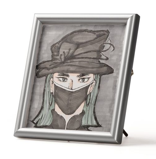 ケンコー額縁ミニ色紙カラーフレームシルバー自立スタンド付木製フレーム収納可能サイズ122x137mmPS-MC..